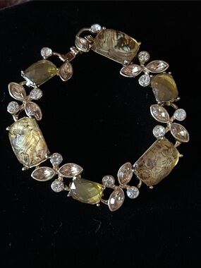 Napier Gold-Tone Bracelet with Pale Yellow and Crystal Accents